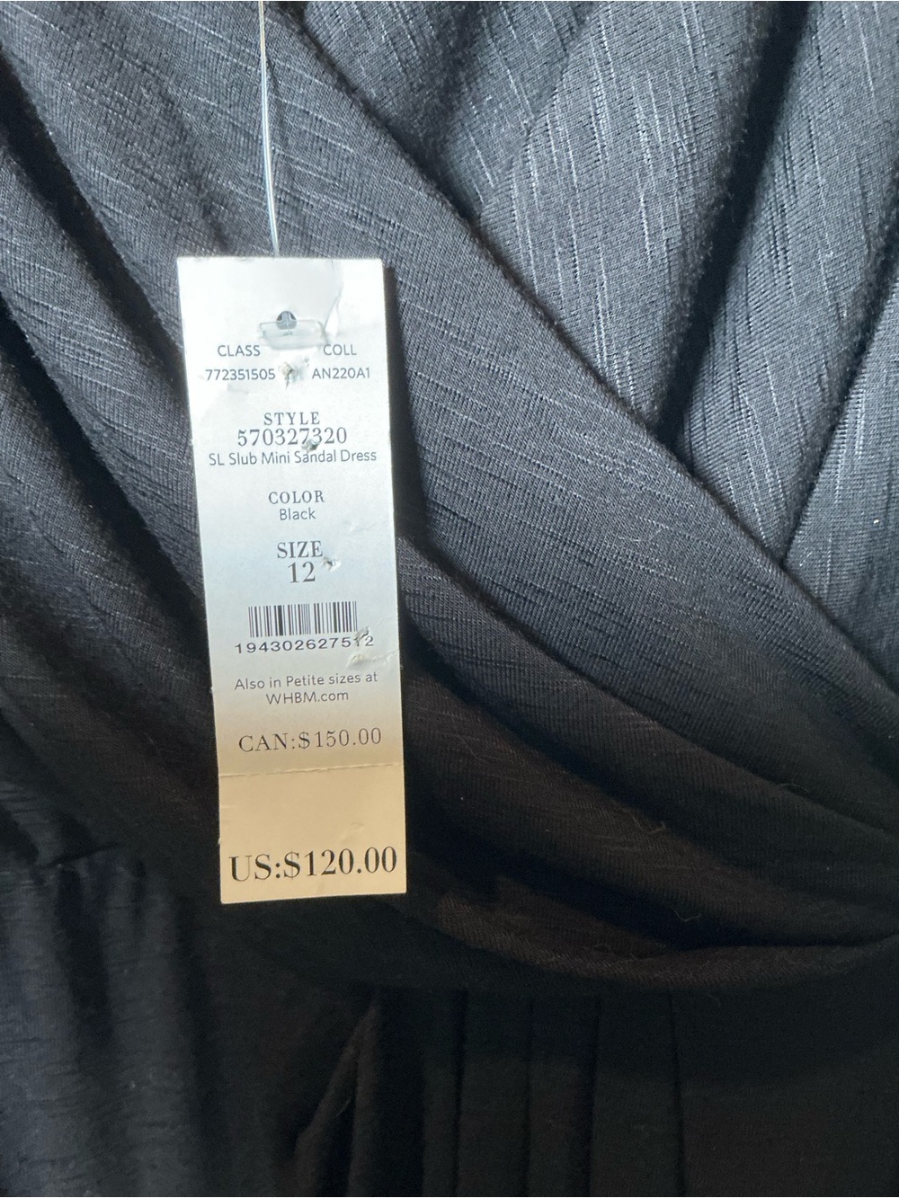 White House Black Market Black V-Neck Faux-Wrap Dress with Tie Size 12 - Picture 6 of 6